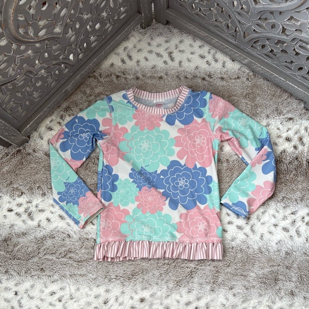 Rufflebutts long sleeve rashguard girls size 5T tropical floral beach pool party